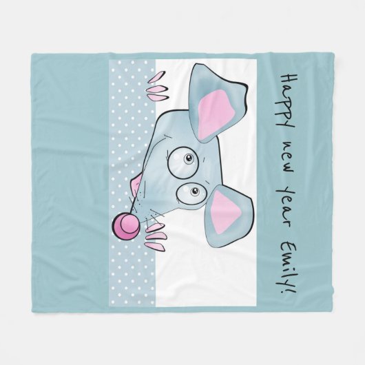 Niedlicher Cartoon Ratte Maus Neujahr 2020 Symbol Fleecedecke (Vorderseite (Horizontal))