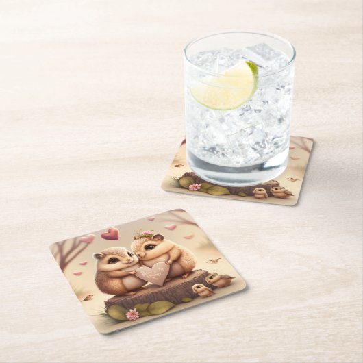 Niedlicher Cartoon Rechteckiger Pappuntersetzer (Vor Ort)