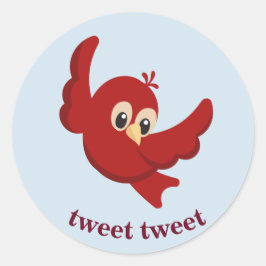 Niedlicher Cartoon Red Bird Runder Aufkleber