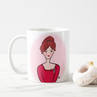 Niedlicher Cartoon Redhead Lady Portrait Kaffeetasse