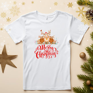 Niedlicher Cartoon Reindeer Familie "Frohe Weihnac T-Shirt