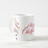 Niedlicher Cartoon Reindeer Frohe Weihnachtsfeiert Kaffeetasse (Vorderseite Links)