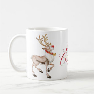 Niedlicher Cartoon Reindeer Frohe Weihnachtsfeiert Kaffeetasse