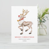 Niedlicher Cartoon Reindeer Frohe Weihnachtsgrüße Feiertagskarte (Stehend Vorderseite)