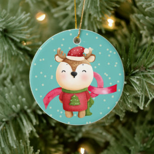 Niedlicher Cartoon Reindeer Grandchild Weihnachten Keramik Ornament