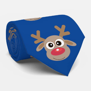 Niedlicher Cartoon Reindeer Muster Weihnachtslusti Krawatte