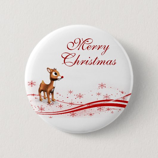 Niedlicher Cartoon Reindeer Weihnachten Button (Vorderseite)