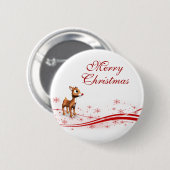 Niedlicher Cartoon Reindeer Weihnachten Button (Vorne & Hinten)
