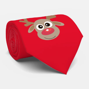 Niedlicher Cartoon Reindeer Weihnachtslustig Rot Krawatte