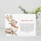 Niedlicher Cartoon Reindei Weihnachtsgrüße Dankeskarte (Stehend Vorderseite)