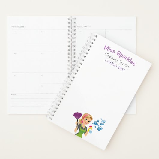 Niedlicher Cartoon Reinigungsservice für Haushalts Planer (Anzeige)