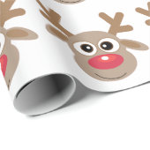 Niedlicher Cartoon Rentier Muster Fun Weiß Geschenkpapier (Rolleneckpunkt)