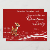 Niedlicher Cartoon Rentier Weihnachtsfeiertag Part Einladung (Vorne/Hinten)