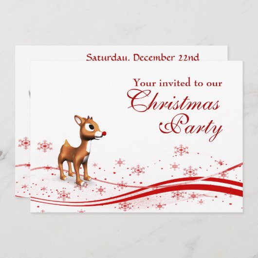 Niedlicher Cartoon Rentier Weihnachtsfeiertag Part Einladung (Vorne/Hinten)