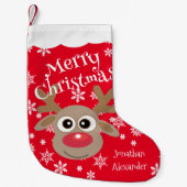 Niedlicher Cartoon Rentiere Schneeflocken Roter Na Kleiner Weihnachtsstrumpf (Vorderseite)