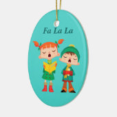Niedlicher Cartoon Retro Weihnachtslieder Keramikornament (Links)