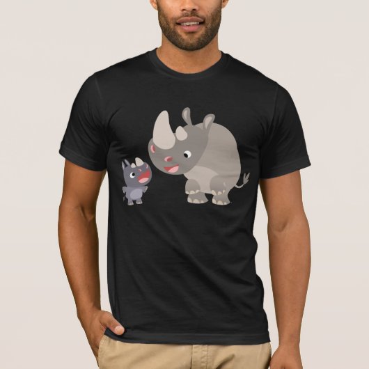 Niedlicher Cartoon Rhino Baby und Big Rhino T - Sh T-Shirt (Vorderseite)