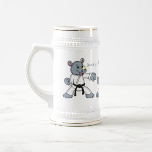 Niedlicher Cartoon Rhino kung fu Cartoon Bierglas