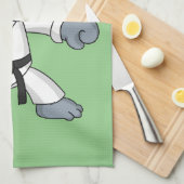 Niedlicher Cartoon Rhino kung fu Cartoon Geschirrtuch (Viertel Falte)