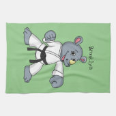 Niedlicher Cartoon Rhino kung fu Cartoon Geschirrtuch (Horizontal)