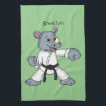 Niedlicher Cartoon Rhino kung fu Cartoon Geschirrtuch<br><div class="desc">Dieser niedliche Nashorn ist ein Kung Fu Meister! Gezeichnet in lustigen Cartoon Stil.</div>