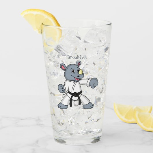 Niedlicher Cartoon Rhino kung fu Cartoon Glas (Vorderseite Ice)