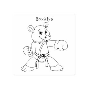 Niedlicher Cartoon Rhino kung fu Cartoon Gummistempel