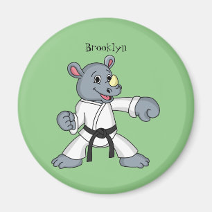 Niedlicher Cartoon Rhino kung fu Cartoon Magnet