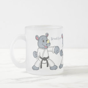 Niedlicher Cartoon Rhino kung fu Cartoon Mattglastasse