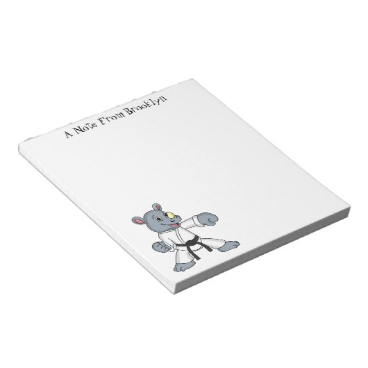 Niedlicher Cartoon Rhino kung fu Cartoon Notizblock (angewinkelt)