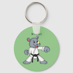 Niedlicher Cartoon Rhino kung fu Cartoon Schlüsselanhänger