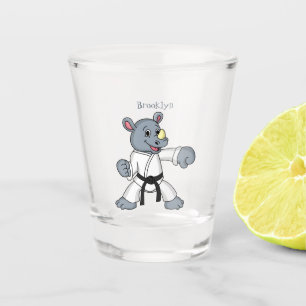 Niedlicher Cartoon Rhino kung fu Cartoon Schnapsglas