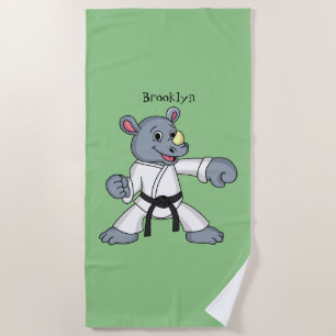 Niedlicher Cartoon Rhino kung fu Cartoon Strandtuch