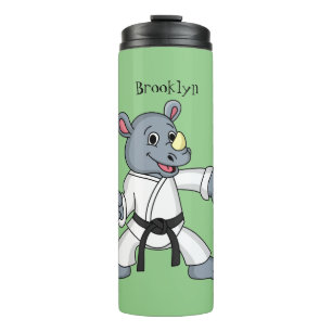 Niedlicher Cartoon Rhino kung fu Cartoon Thermosbecher