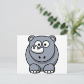 Niedlicher Cartoon Rhino Postkarte (Stehend Vorderseite)