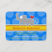 Niedlicher Cartoon Rhinoceros Farbiges KidProfile Telefonnummerkarte (Vorderseite)