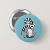 Niedlicher Cartoon Ring-Angebundener Lemur Button (Vorne & Hinten)