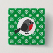 Niedlicher Cartoon Robin mit Schneeflocken Button (Vorderseite)