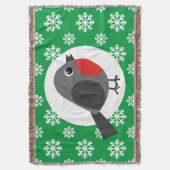 Niedlicher Cartoon Robin mit Schneeflocken Decke (Vorderseite Vertikal)
