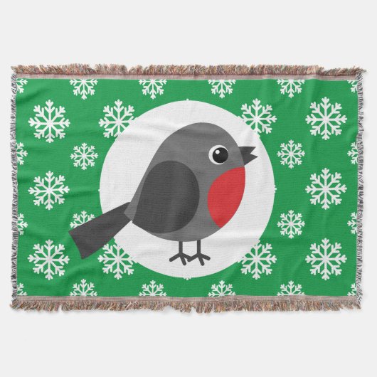 Niedlicher Cartoon Robin mit Schneeflocken Decke (Vorderseite)