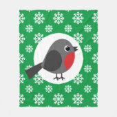 Niedlicher Cartoon Robin mit Schneeflocken Fleecedecke (Vorderseite)