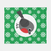 Niedlicher Cartoon Robin mit Schneeflocken Fleecedecke (Vorderseite (Horizontal))