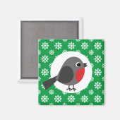 Niedlicher Cartoon Robin mit Schneeflocken Magnet (Vorderseite/Rückseite)