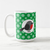 Niedlicher Cartoon Robin mit Schneeflocken | Name  Kaffeetasse (Links)