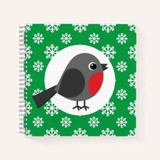 Niedlicher Cartoon Robin mit Schneeflocken Notizblock (Vorderseite)