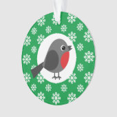 Niedlicher Cartoon Robin mit Schneeflocken Ornament (Vorderseite)