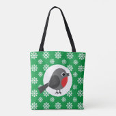 Niedlicher Cartoon Robin mit Schneeflocken Tasche (Rückseite)