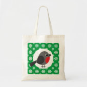 Niedlicher Cartoon Robin mit Schneeflocken Tragetasche (Vorne)