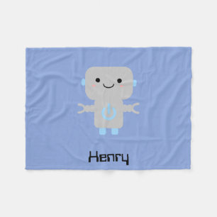 Niedlicher Cartoon Robot Blue Fleecedecke