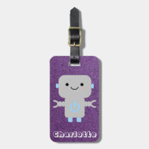 Niedlicher Cartoon Robot Lila mit Name